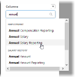 Screenshot showing annual salary reporting column selected